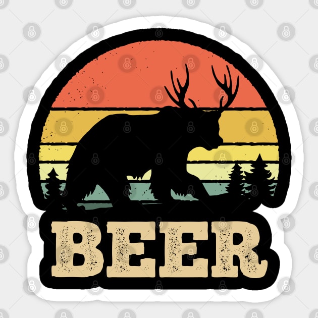 Vintage Sunset Beer Bear Funny Pun Sticker by DetourShirts